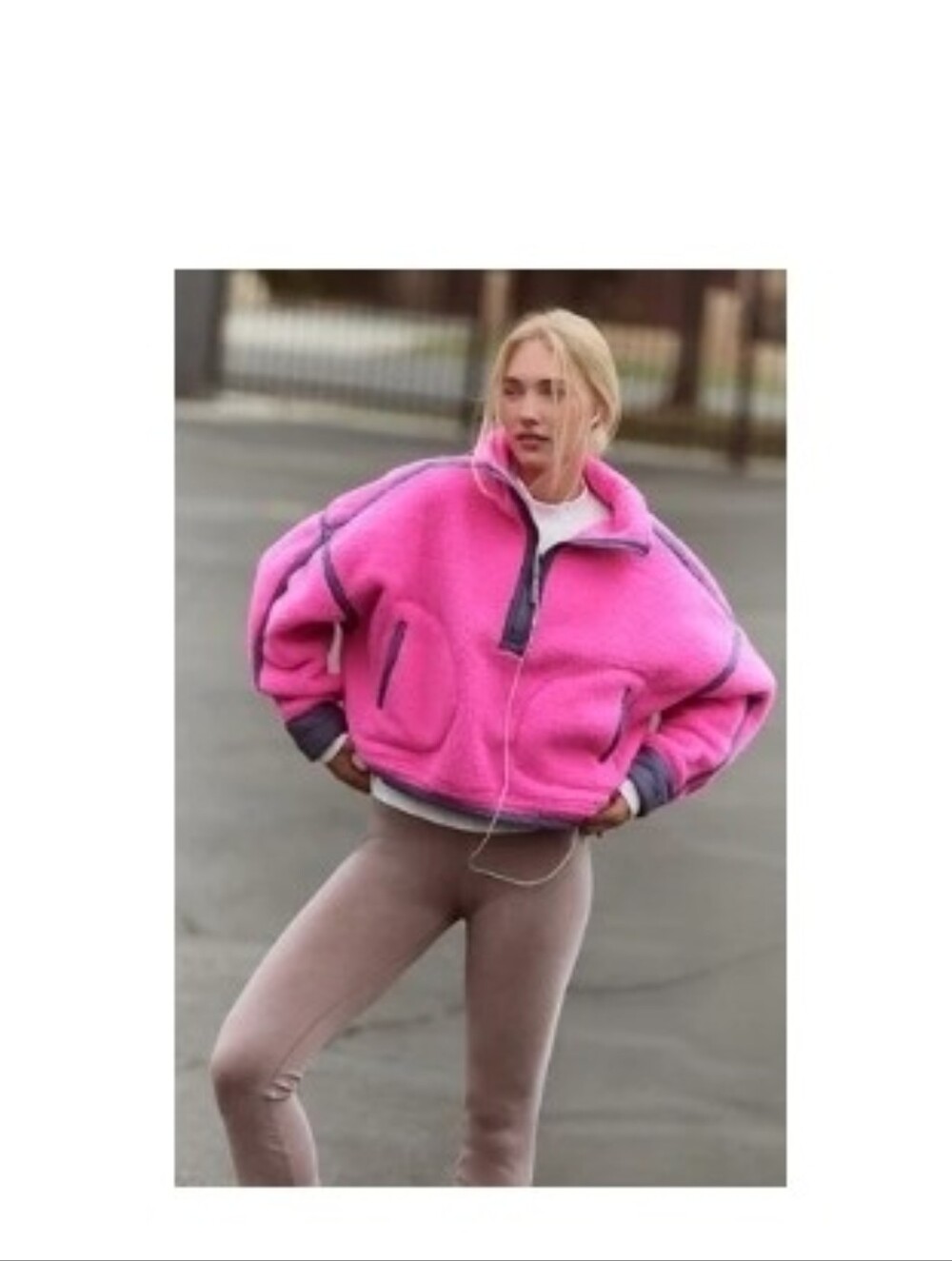 FP Movement Mountain High Fleece 1/2 Zip Neon Pink Womens